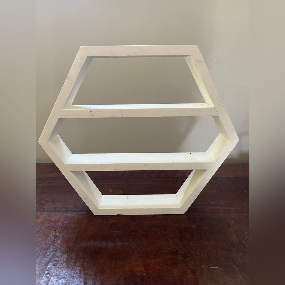Small White Wood Hexagon Hanging Boho Shelf Clean Aesthetic